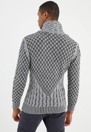 Чоловічий в'язаний пуловер Leif Nelson з коміром-стійкою, теплий зимовий пуловер, regular fit, для повсякденного та ділового стилю, доступний у різних розмірах та кольорах (3XL, сіро-чорний)