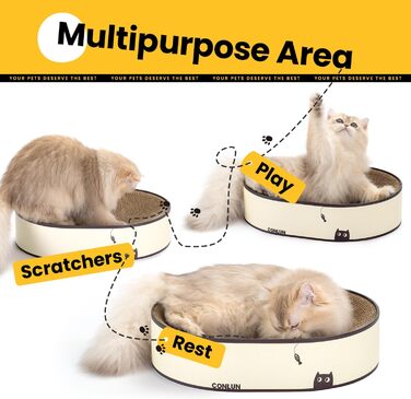Кігтеточка для котів Conlun 2 в 1: овальна кігтеточка-ліжко з гофрокартону, 43x33x10 см