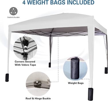 Pavilion with silver protective coating, waterproof, 3 x 3 m, White
