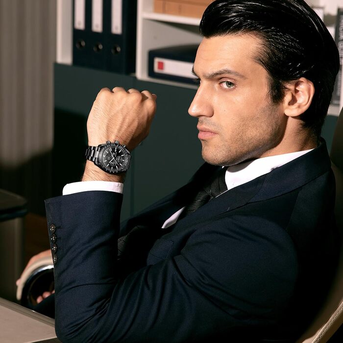 Годинник чоловічий BENYAR з коричневим шкіряним ремінком, кварцовий хронограф, відображення дати, водонепроникний, спортивний годинник з блакитно-чорним циферблатом, корпус з нержавіючої сталі