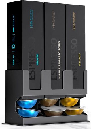 Диспенсер для капсул Nespresso Vertuo GalvanoX (3 шт.), органайзер для стільниці, сталевий, для 3 сортів кави (30 капсул)