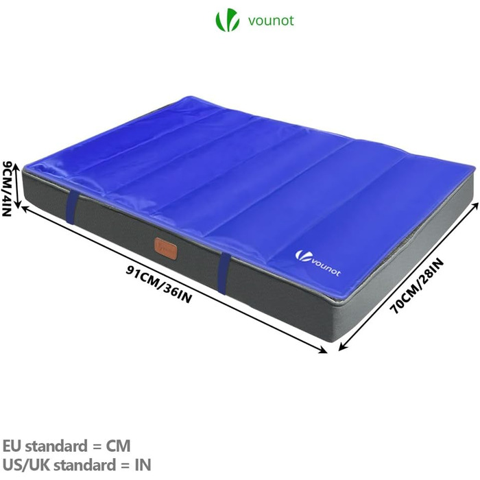 Ортопедичне ліжко для собак Vounot з знімною охолоджувальною підстилкою, 2 в 1, для маленьких собак, миється, 76x51x9 см (Сірий, L 91 x B 70 x H 9 см)