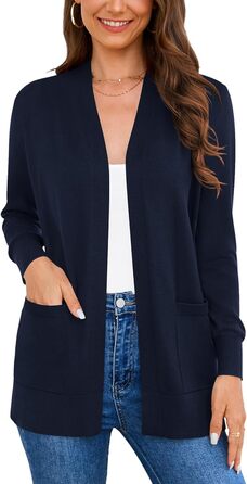 Жіночий кардиган-світер з довгим рукавом, м'який в'язаний жилет з кишенями (S-3X)