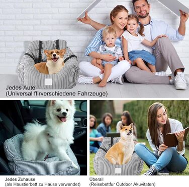CALIYO Dog Car Seat, Seat Belt - Washable Dog Car Seat in Black/White for Small, Medium & Large Dogs, Dog Seat Car Backseat, Dog Bed Car, Dog Basket Car, Dog Car Seat. Black/White