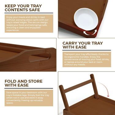 Бамбуковий піднос для сніданку Phillipa Home з 2 підставками - великий, для ноутбука 17,3 дюйма, їжі та напоїв