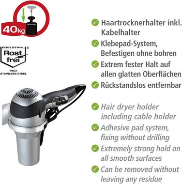WENKO Turbo-Loc® Hair Dryer Holder Quadro