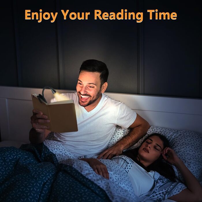 Світлодіодна лампа для читання з кріпленням, акумуляторна, 3 режими температури кольору, USB, гнучка на 360°, для читання в ліжку, ідеальна для книголюбів та дітей, чорна