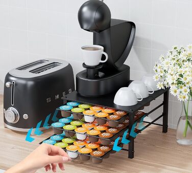 Тримач для капсул Dolce Gusto, органайзер для 90 капсул, металева висувна шухляда з антиковзкими ніжками, для дому та офісу