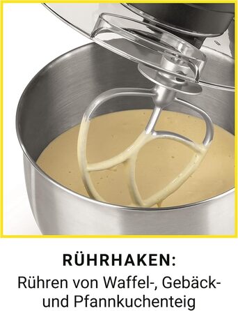 N8WERK Kitchen Machine in the Midnight Edition | Whisk, dough hook, and beaters | Splash guard with filling opening | 5 L stainless steel bowl | 6 speed settings | 1200 watts | digital display