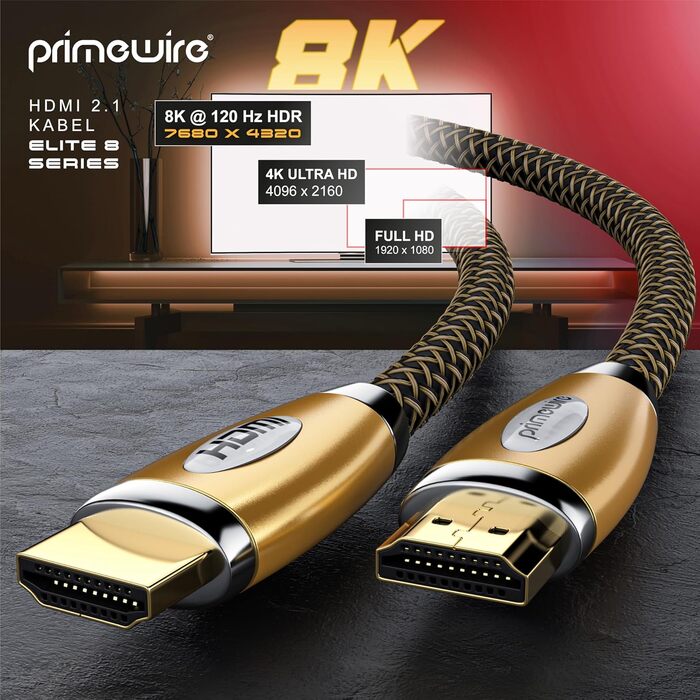 HDMI кабель 2.1 Premium 8K UHD II 3.0m - CSL з екрануванням, Ethernet, 3D ARC CEC, підтримка 8K