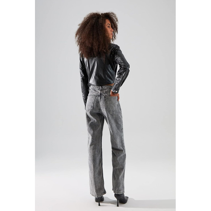 Джинси жіночі Trendyol високої посадки, широкі штанини, 90-ті, колір антрацит, розмір 34