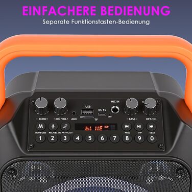 Портативна караоке-машина з 2 мікрофонами, Bluetooth, RGB-підсвічування, TF/USB/FM/AUX, TWS для дорослих та дітей