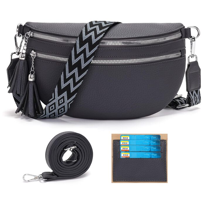 Сумка-бананка жіноча бежева через плече середнього розміру кросбоді з відділенням для карток та 2 ремінцями - ідеальна для міста!