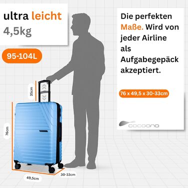 Валіза Cocoono Hartschalenkoffer XL блакитна – 95-104 л, 8 коліс, ABS, TSA, телескопічна ручка