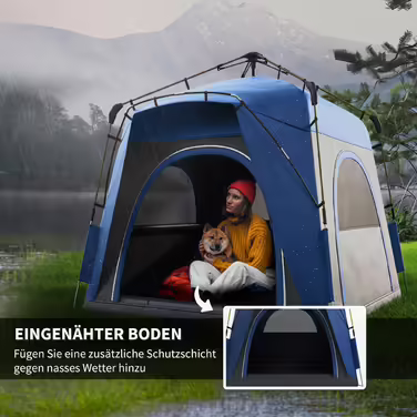 Outsunny Dome Tent for 4 People - Lightweight, Stable, Waterproof, UV 50+ Pop-Up Camping Tent with Hooked Door, Window, and Groundsheet. Family Tent with 1000mm Water Column. Tent for Camping, Travel, Trekking, Garden | Aosom