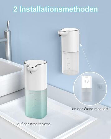 Автоматичний дозатор мила 400 мл з кріпленням на стіну, 4 рівня, IPX5, електричний, для кухні та ванної кімнати, білий