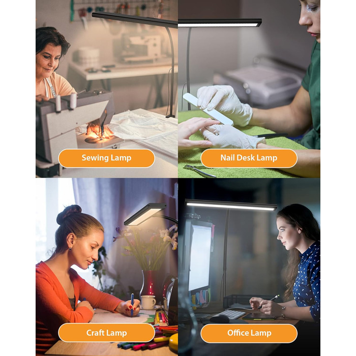 LED лампа для столу 10W, диммируемая, 160 LED, USB-адаптер, 3 колірні температури, 10 рівнів яскравості, гнучкий 70см «лебединий шия», для дому та офісу, з пультом ДУ