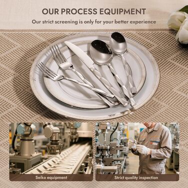 Набір столових приборів HIKAA на 6 осіб (30 предметів), нержавіюча сталь 18/10, полірування з діамантовим візерунком - для дому, весілля, святкування