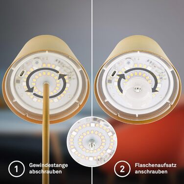 Світлодіодна настільна лампа Briloner бездротова з сенсорним керуванням, димування, регульована висота, нічна лампа, лампа для читання, кемпінгу, акумуляторна, для вулиці, 36x10.5 см