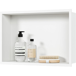 Neodrain Corner Shower Tray Stainless Steel Shower Tray Single Shelf Storage for Bathroom Brushed (White, 45 x 30 cm)