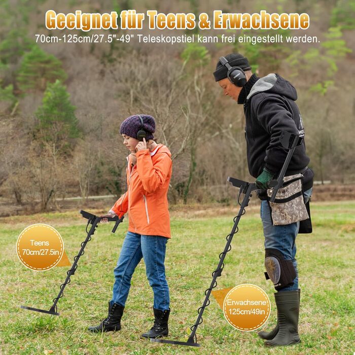 Металодетектор OMMO для дорослих: професійний набір, 6 режимів, вологостійкий, IP68, світло-помаранчевий