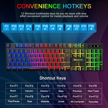 Ігровий набір клавіатури та миші з навушниками, QWERTZ DE розкладка, RGB підсвітка клавіатури, ігрова миша з LED підсвіткою (4 кольори), навушники Over-Ear, велика ігрова килимок, USB провідне підключення для PC, Mac, PS5, Xbox