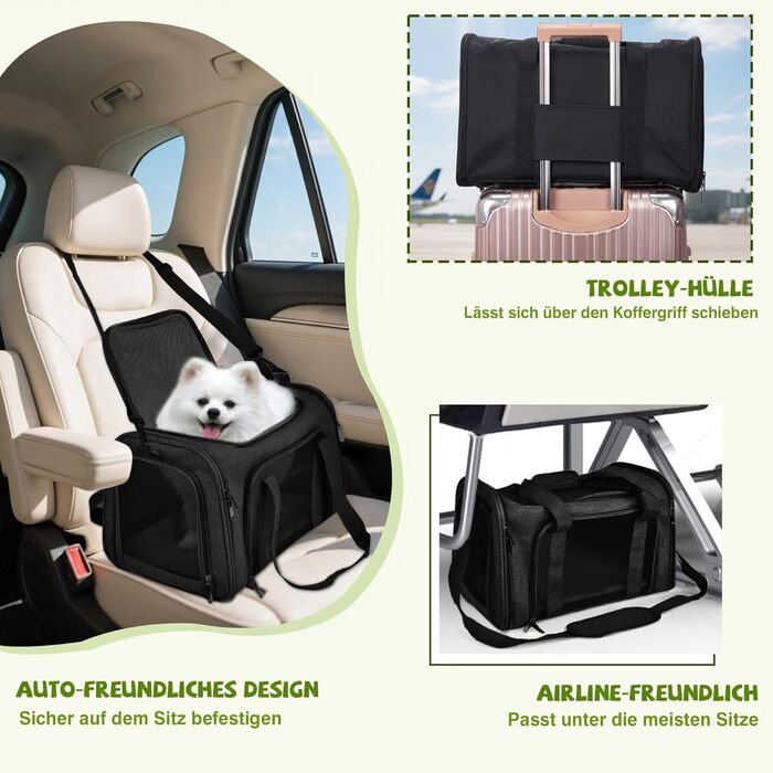 Транспортувальна сумка для собак та котів ALLSOPETS, складана, для маленьких тварин, для подорожей, хатинок, кемпінгу (чорний матовий)