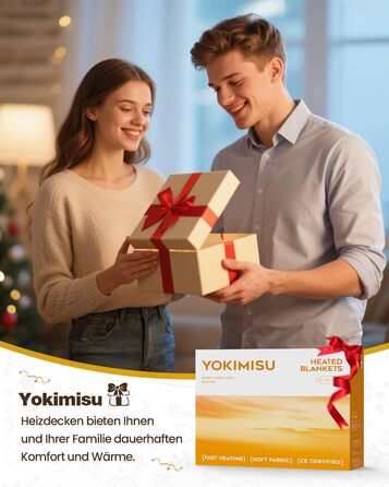 Електрична ковдра Yokimisu з автовимкненням 180x130 см, плюшева, з 6 рівнями нагріву, таймером, захистом від перегріву, пральна, для дому та офісу (червона)