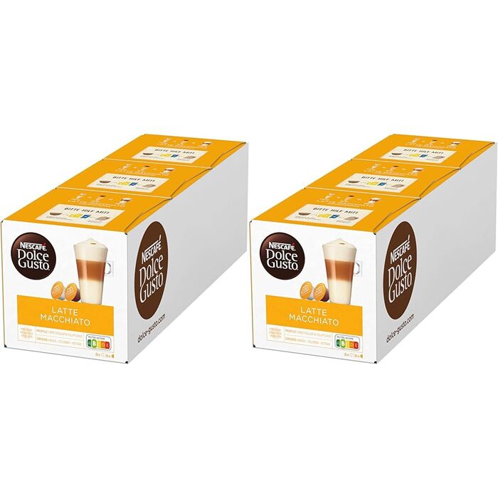 Кавові капсули Nescafé Dolce Gusto Latte Macchiato, середній обсмал, набір 45 порцій (3 упаковки по 15 капсул)