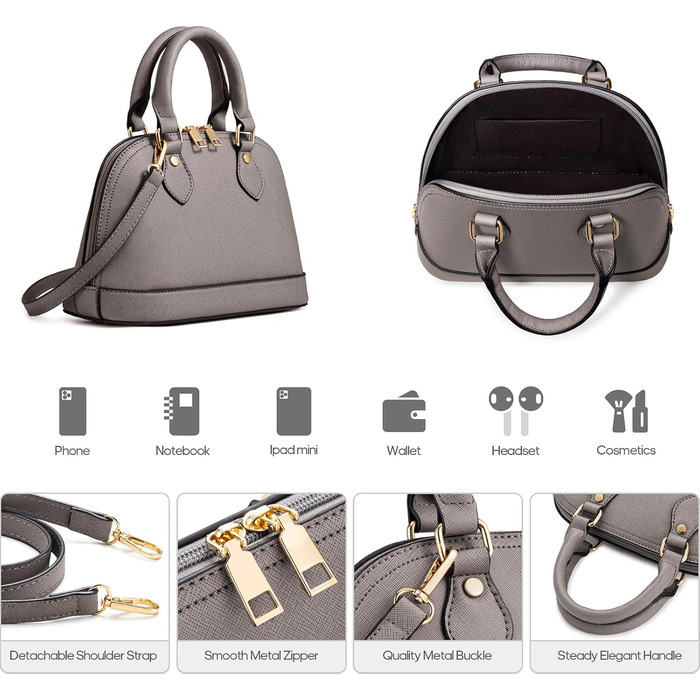 Bagsure Сумка жіноча (4 в 1): сумка-шопер, сумка на плече, ділова сумка для офісу, школи, подорожей (Сіра)
