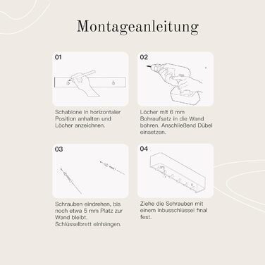 Ключниця настінна Designfabrik Hamburg: сучасний органайзер для ключів з полицею, металевий тримач для ключів у мінімалістичному дизайні для передпокою та коридору, чорний колір