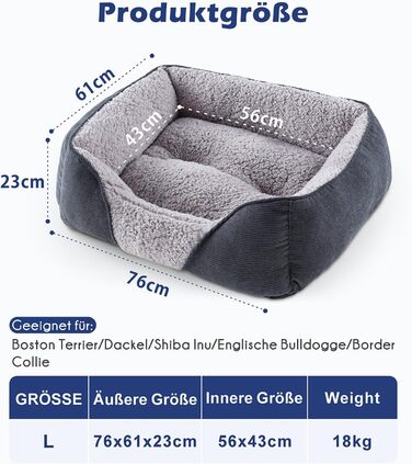 JOEJOY Dog Bed - Medium & Large Dogs, Dog Basket, Washable - Fluffy Dog Bed, Non-Slip Dog Beds & Baskets, Plush Dog Basket for Dogs and Cats (L76×61×23 cm)
