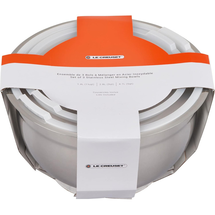 Le Creuset набір із 3 мисок для змішування з нержавіючої сталі з кришками