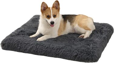 Килимок для собак середніх порід, м'який, з довгим плюшем, 75 x 50 x 8 см, темно-сірий