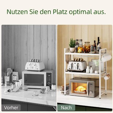 Підставка для мікрохвильової печі NETEL, 2-рівнева, чорна, висувна 40-60 см. З полицями для напоїв та кошиком