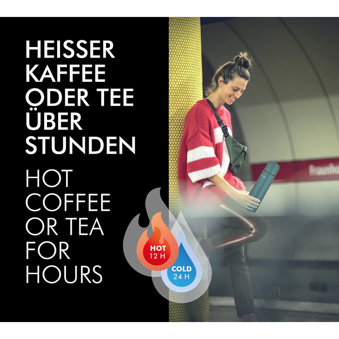 Термос THERMOcafé TC EVERYDAY 0.5 л з чашкою, нержавіюча сталь, для кави та чаю, герметичний, сріблястий