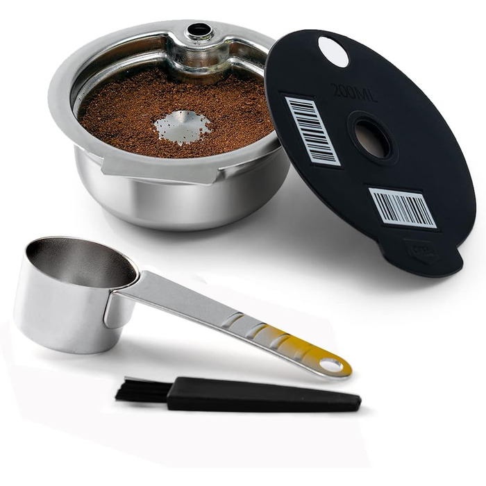 HAILASRE Stainless Steel Coffee Pads, Reusable, with Barcode, Readable, Filter for Coffee Capsules, Refillable, for Tas Simo Machine (200 ml)