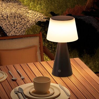 Настільна лампа акумуляторна LED 2 шт. чорна - бездротова, сенсорна, з USB зарядкою для спальні, вітальні, вулиці (3600mAh)