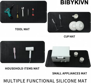 Силиконова килимок для сушіння посуду - килимок для посуду, BPA-free, стійкий до нагрівання, неслизький, з щіткою (чорний, 92 x 52 см)