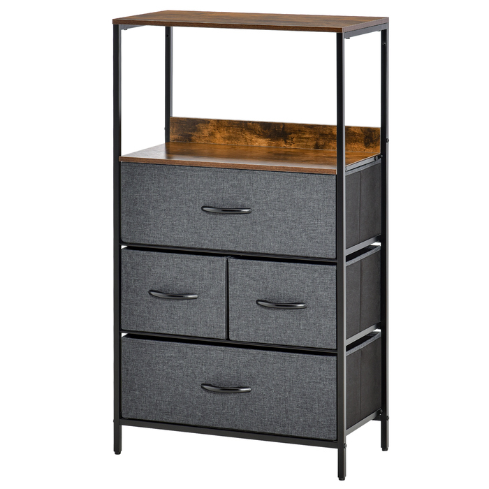 HOMCOM 4-Drawer Linen Chest Storage Cabinet Dresser Chest of Drawers with Handles, Modern Design Storage Dresser Drawer Cabinet for Bedroom, Living Room Black | Aosom