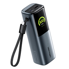 Power Bank VENTION 20000mAh 165W з дисплеєм та Emoji, інтегрований кабель USB-C, 2×100W USB-C + USB-A. Сумісний з MacBook Pro, iPad, Dell/HP, iPhone, Galaxy