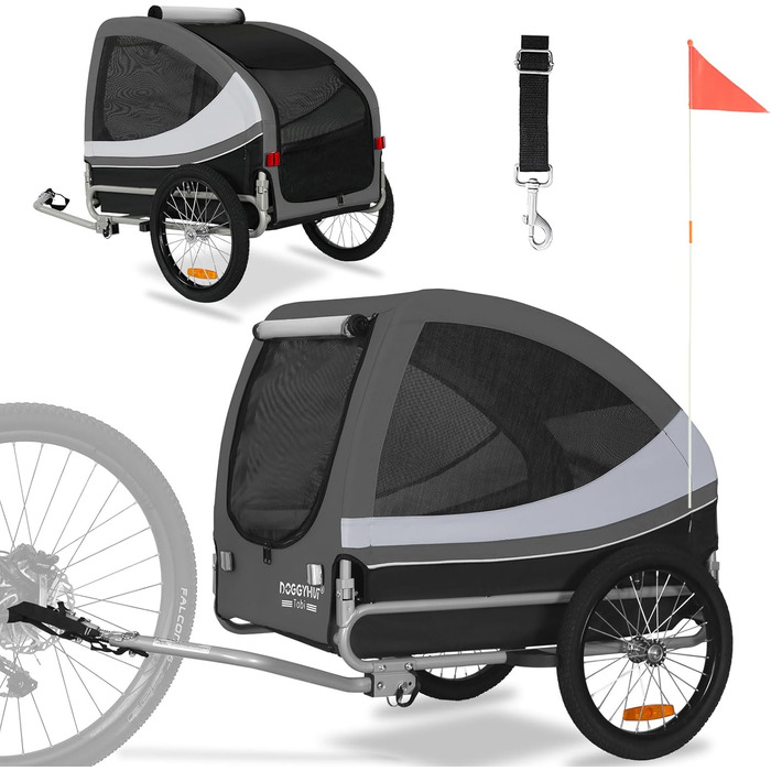 DOGGYHUT® Tobi - великий велопричіп для собак, 35 кг, сірий