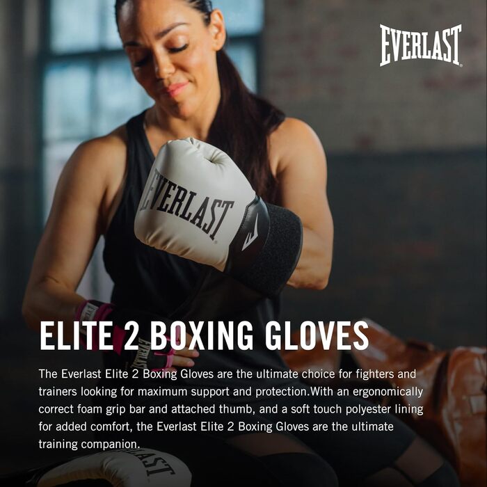 Боксерські рукавички Everlast Elite 2 - для спарингу, роботи з мішком та відбивання ударів, 16oz, Klettverschluss, ергономічний хват