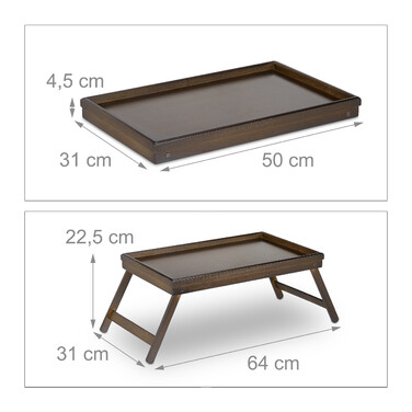 Relaxdays Bamboo Bed Table, Dark Brown