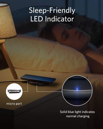 Бездротовий зарядний пристрій Anker 313, Qi-сертифікований, 10W, для iPhone 17/16/15/14/13, SE 2020, AirPods (без адаптера живлення)