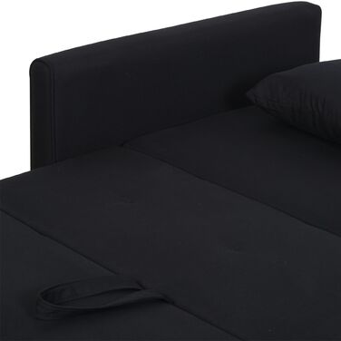 HOMCOM 2-Seater Sofa Bed with Storage, Back Cushions, Polycotton, Wood, Charcoal Gray, 152x101x81cm | Aosom