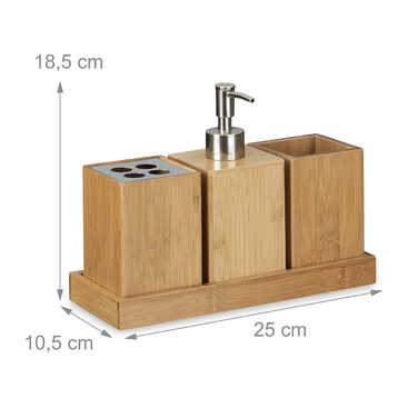 Relaxdays Bamboo Bathroom Accessories Set