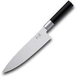 Японський ніж шеф-кухаря KAI Wasabi Black 20 см з нержавіючої сталі 6A/1K6, чорний поліпропіленовий руків'я, Made in Japan