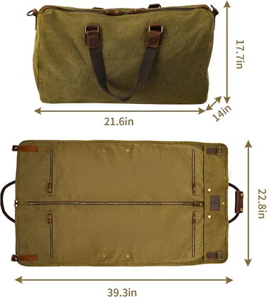Чоловічий дорожній костюм-органайзер 2-в-1 Canvas Leder для одягу та аксесуарів (Армійський зелений)