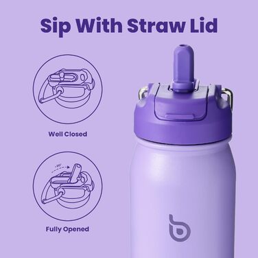BOTTLE BOTTLE Stainless Steel Water Bottle 24oz (709ml) with Straw Handle and Pill Compartment for Outdoor School, Insulated Sports Bottle (Violet)